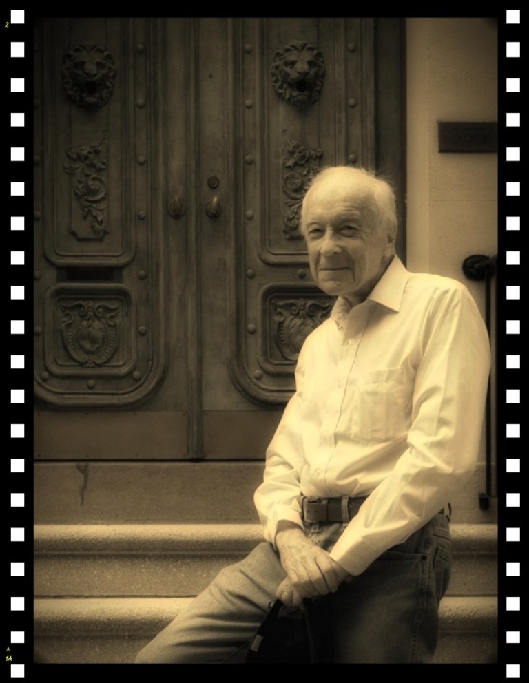Michael Brown - musician, composer, author, renaissance man photographed on the steps of his New York City brownstone  1920 - 2014